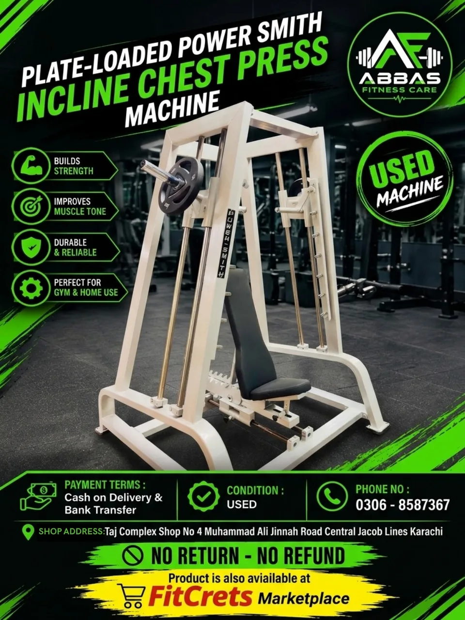 Plate-Loaded Power Smith Incline Chest Press Machine