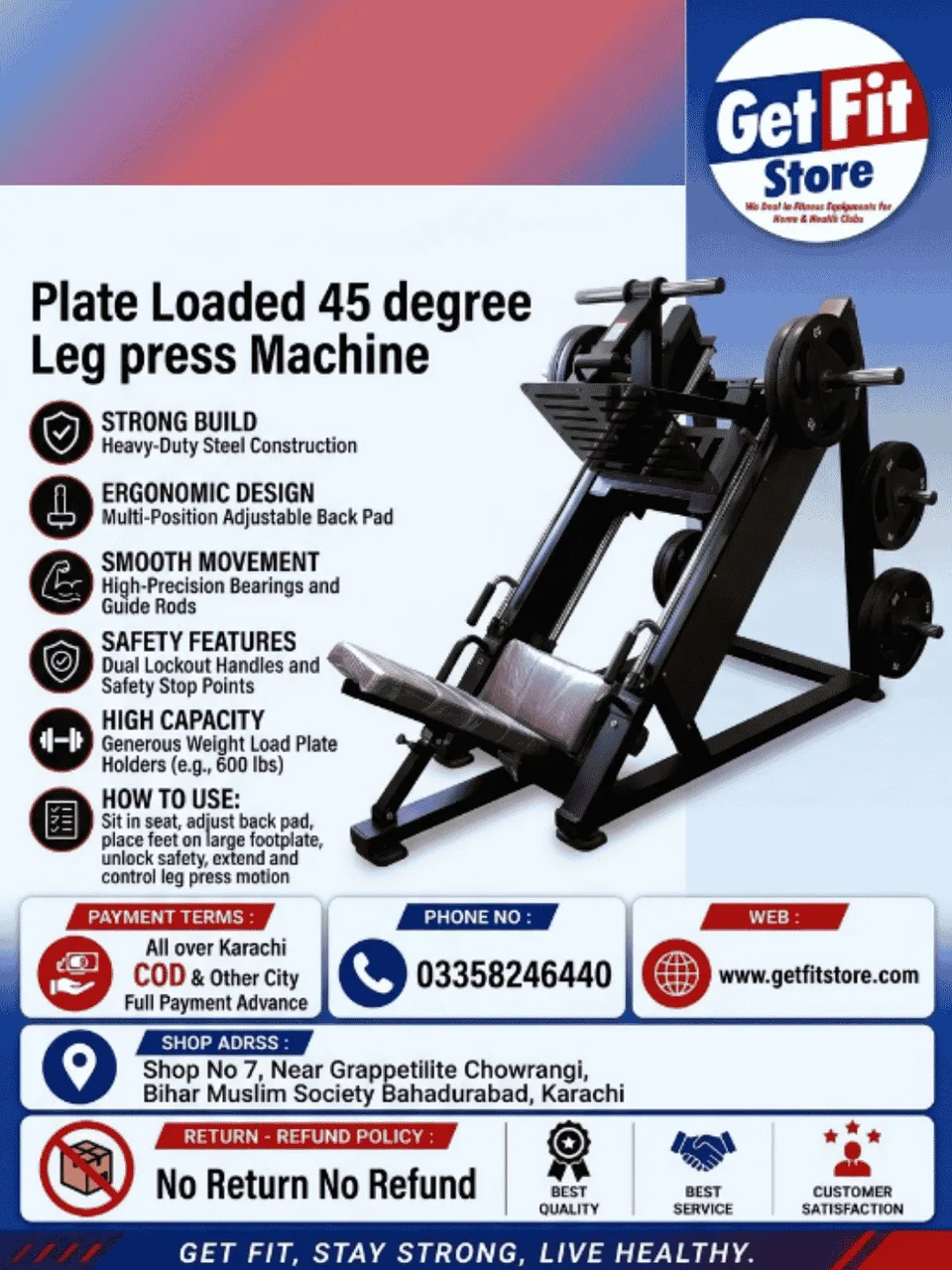 Plate Loaded 45 degree Leg Press Machine