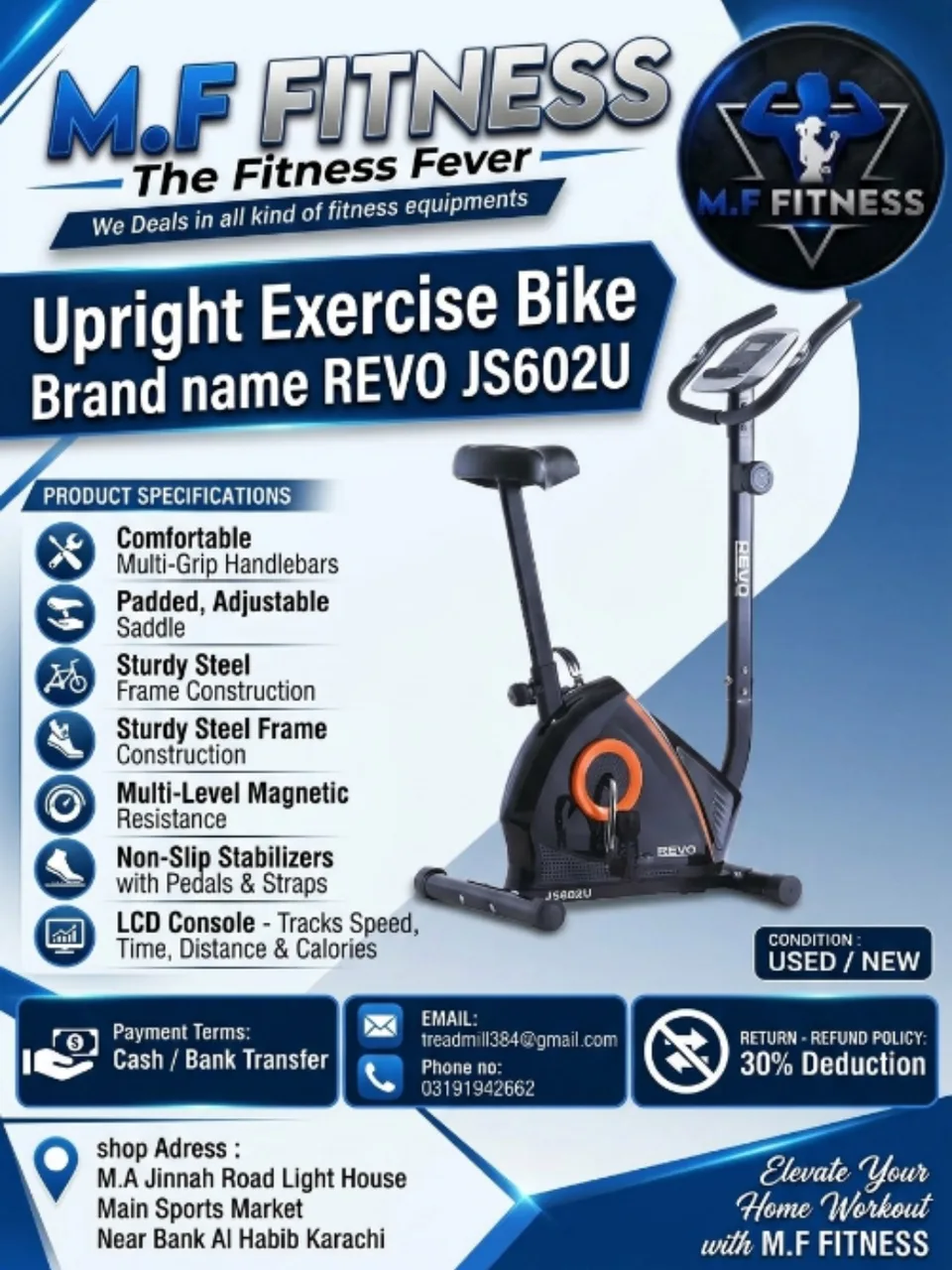 REVO JS602U Magnetic Upright Exercise Bike