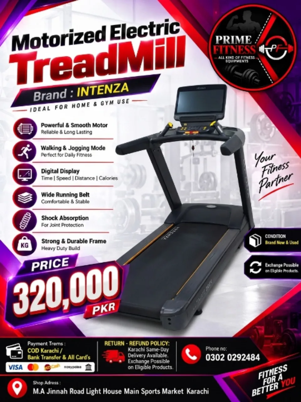 Intenza Motorized Electric Treadmill
