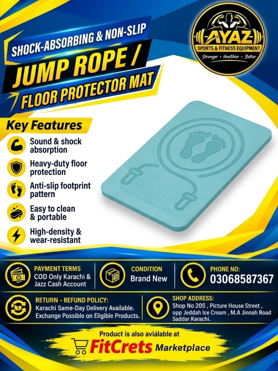 Shock-Absorbing & Non-Slip Jump Rope / Floor Protector Mat — photo 1