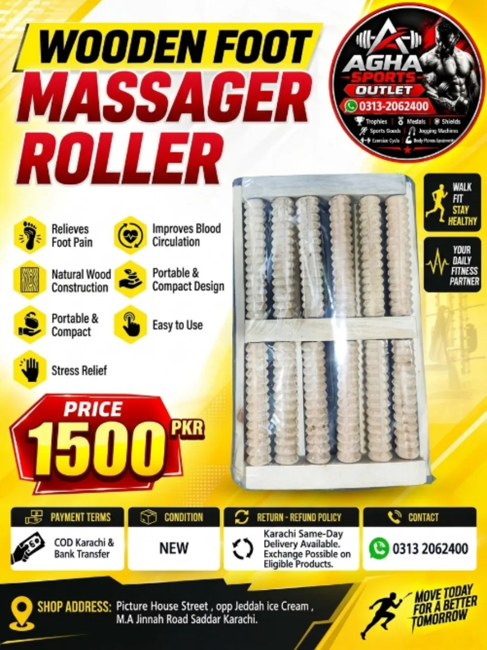Acu-Relief Wooden Foot Massager Roller