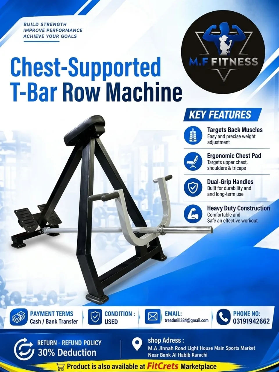 Chest-Supported T-Bar Row Machine