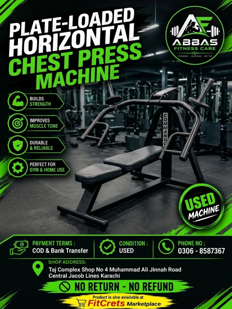 Plate-Loaded Horizontal Chest Press Machine — photo 1