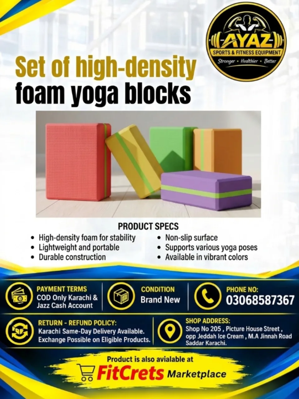 High-Density Foam Yoga Blocks Set for Stability and Support — photo 1