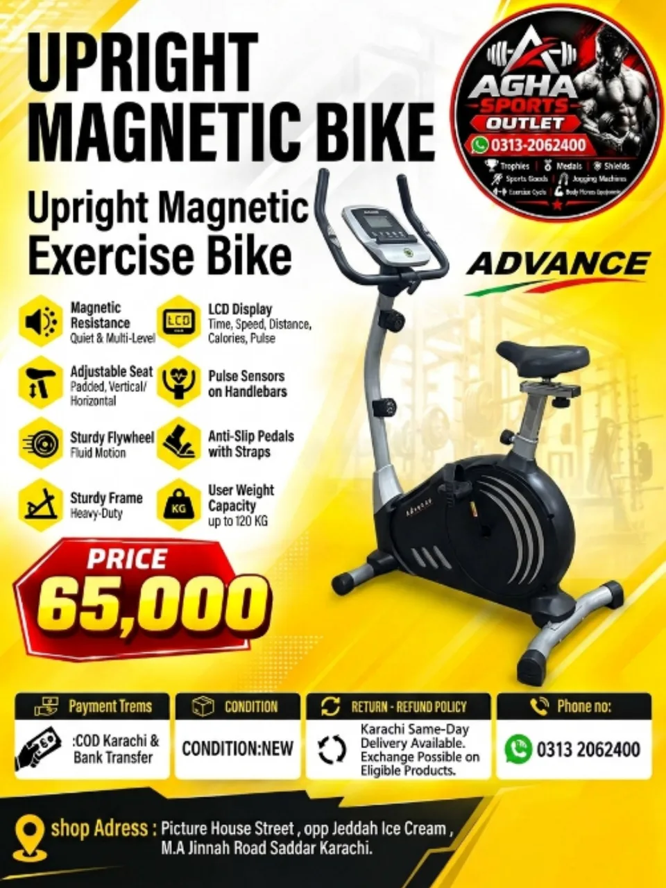 Advance Model Upright Magnetic Exercise Bike — photo 1