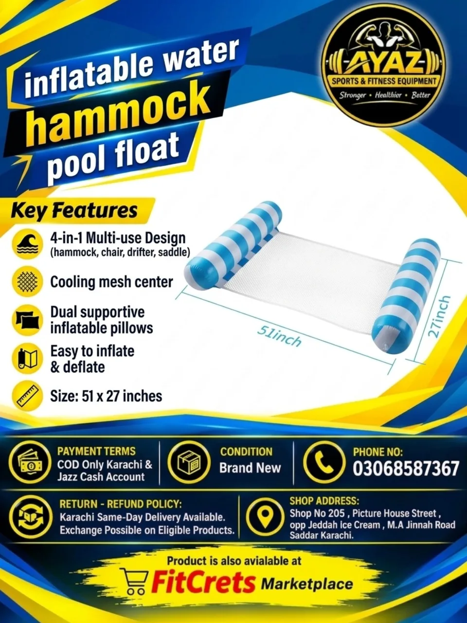 Inflatable Water Hammock Pool Float — photo 1