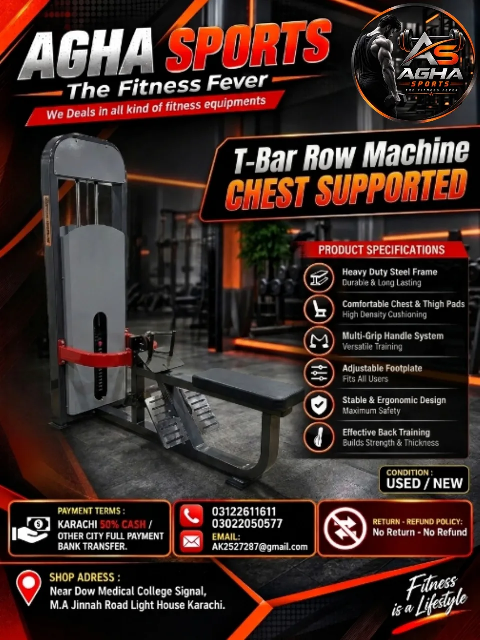 Chest-Supported T-Bar Row Machine