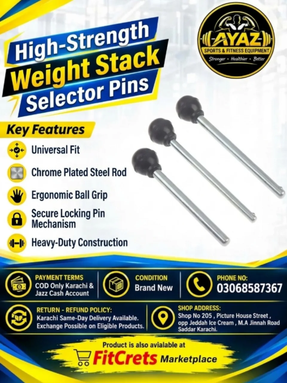 High-Strength Weight Stack Selector Pin