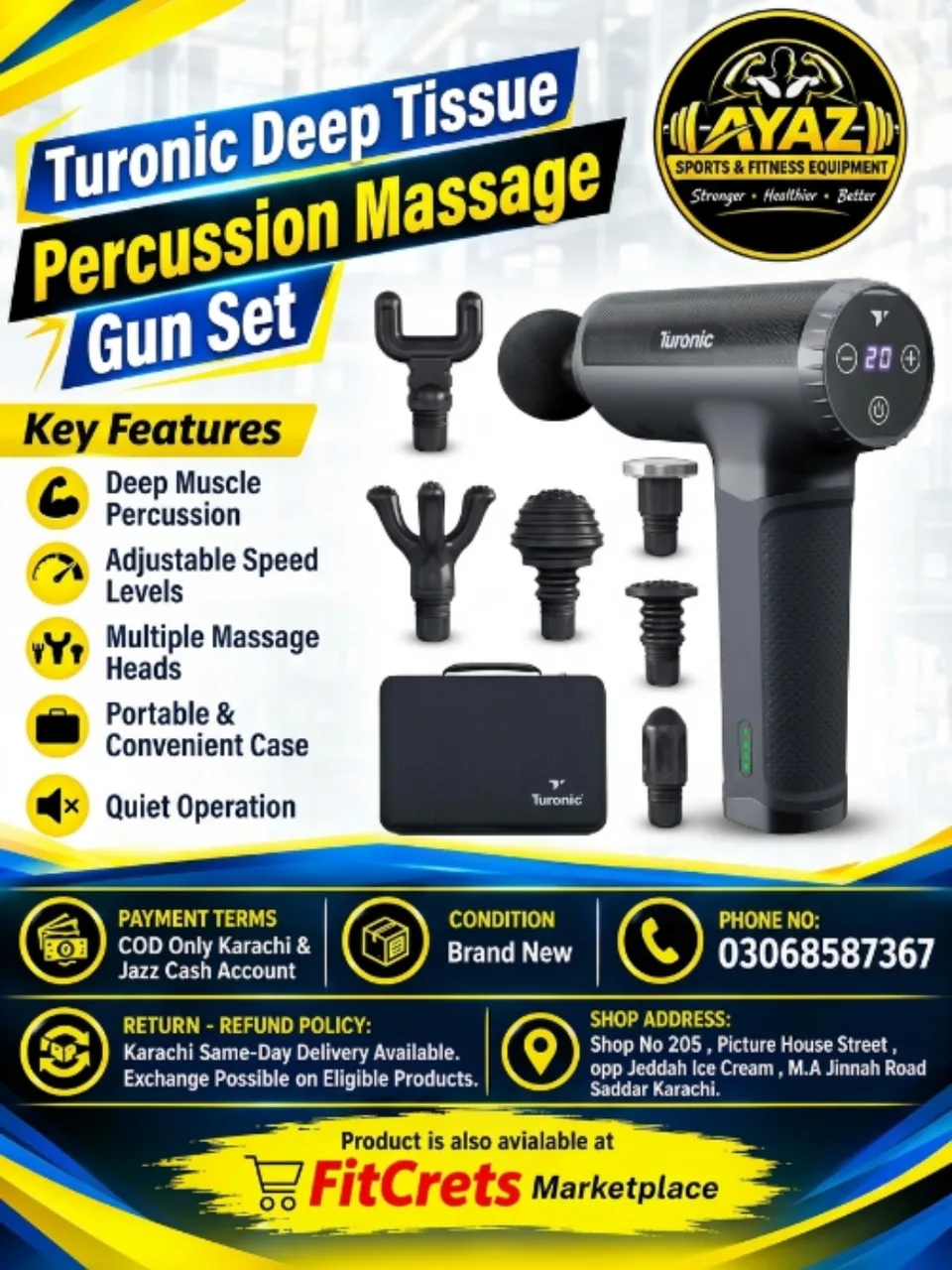 Turonic Deep Tissue Percussion Massage Gun Set 