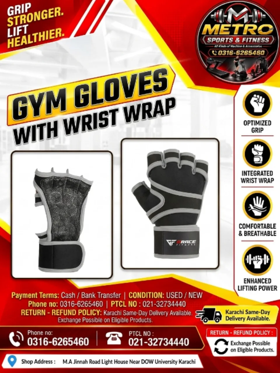  Gym Gloves with Wrist Wrap