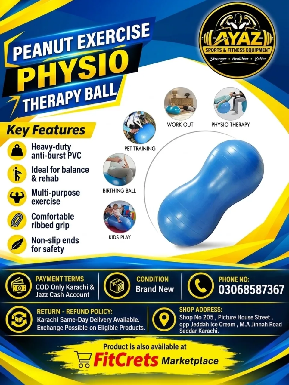 Peanut Exercise Physio Therapy Ball — photo 1