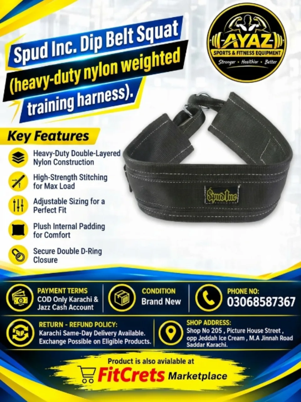 Spud Inc. Style Heavy-Duty Nylon Squat and Weighted Dip Belt