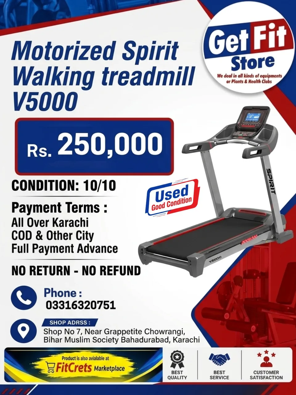 Motorized Spirit Walking Treadmill V5000