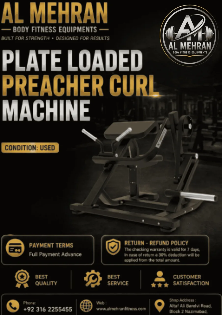 Plate Loaded Preacher Curl Machine.
