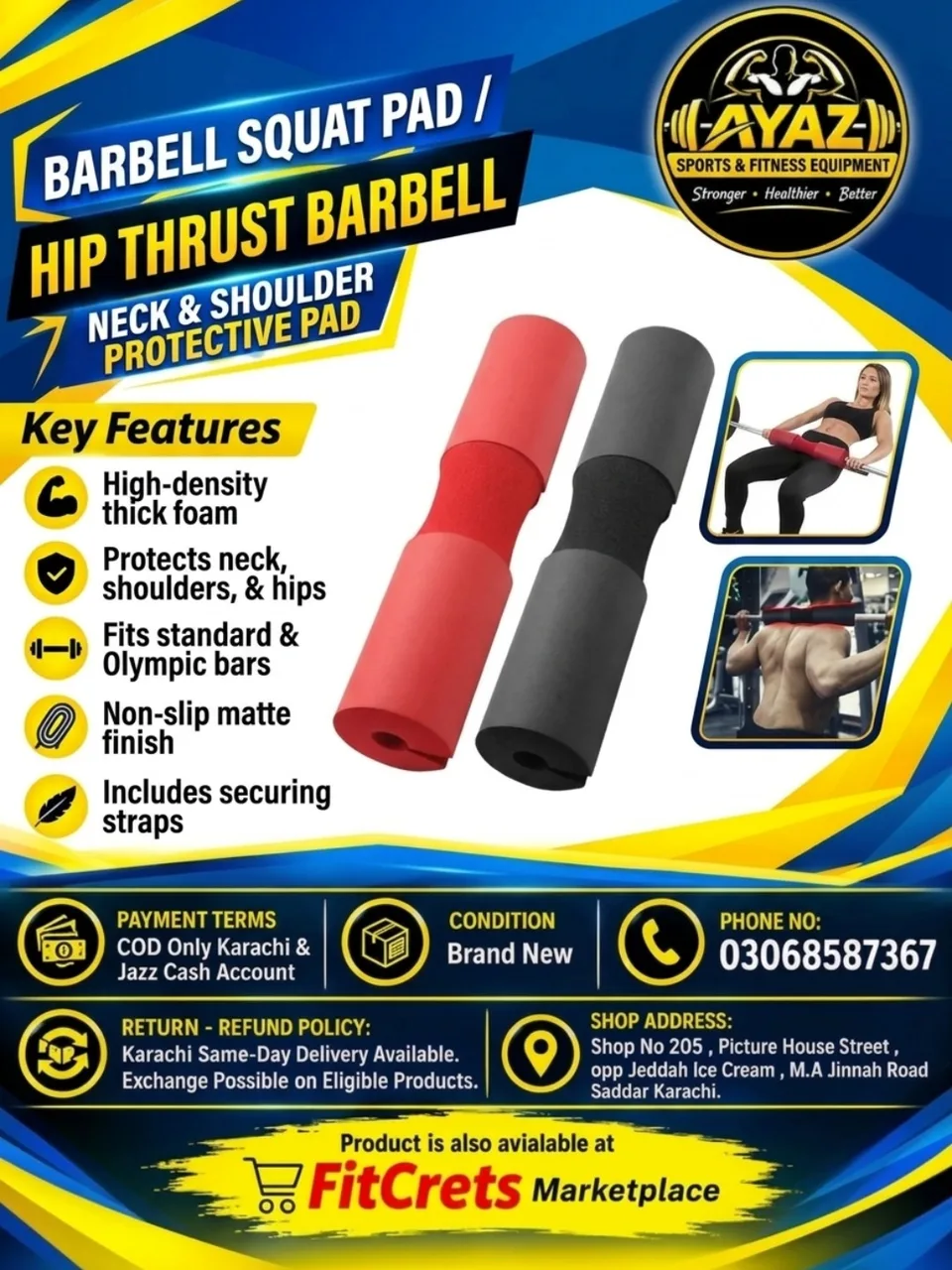 Barbell Squat Pad & Hip Thrust Neck Shoulder Protective Cushion