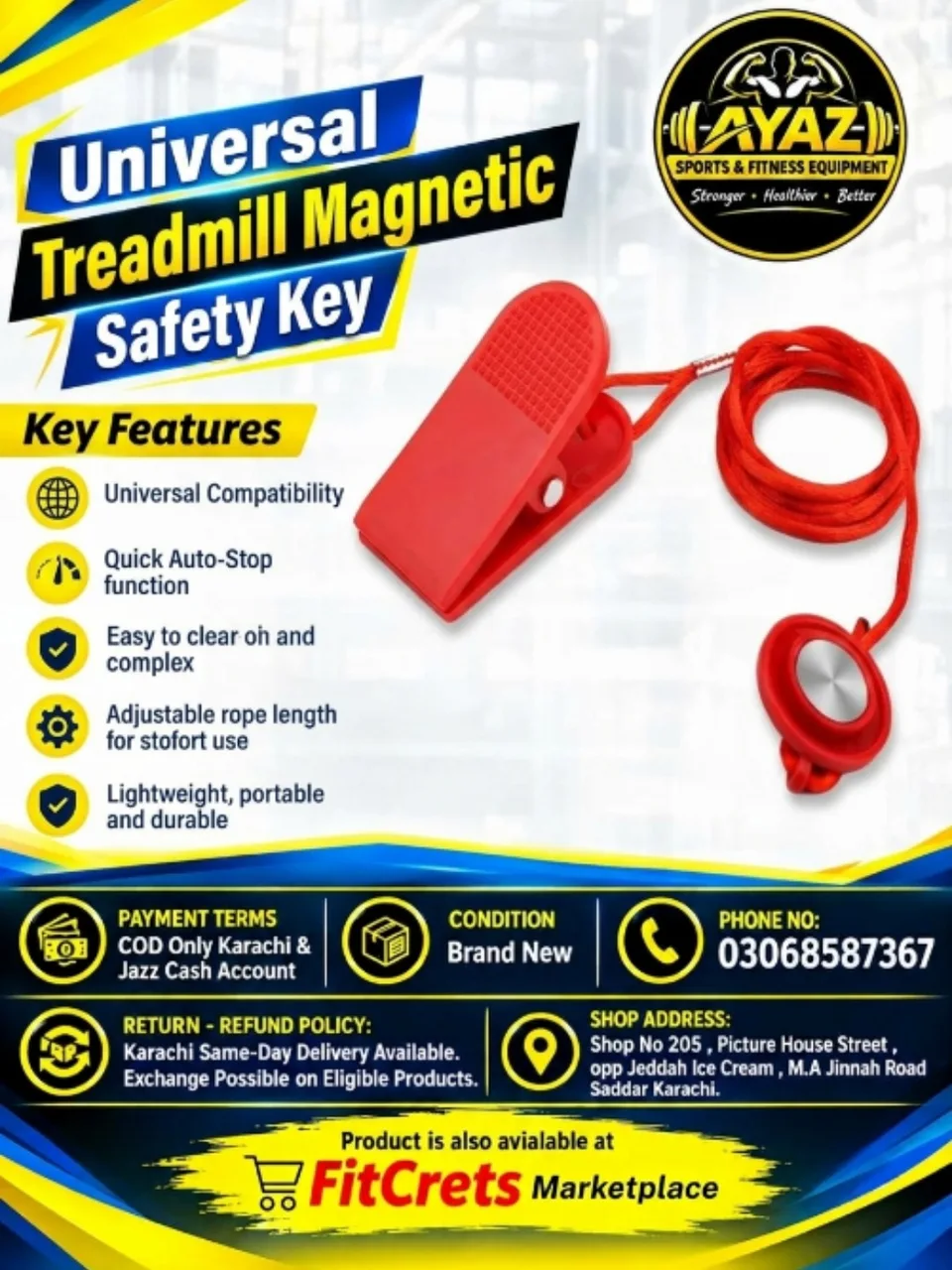 Universal Treadmill Magnetic Safety Key 