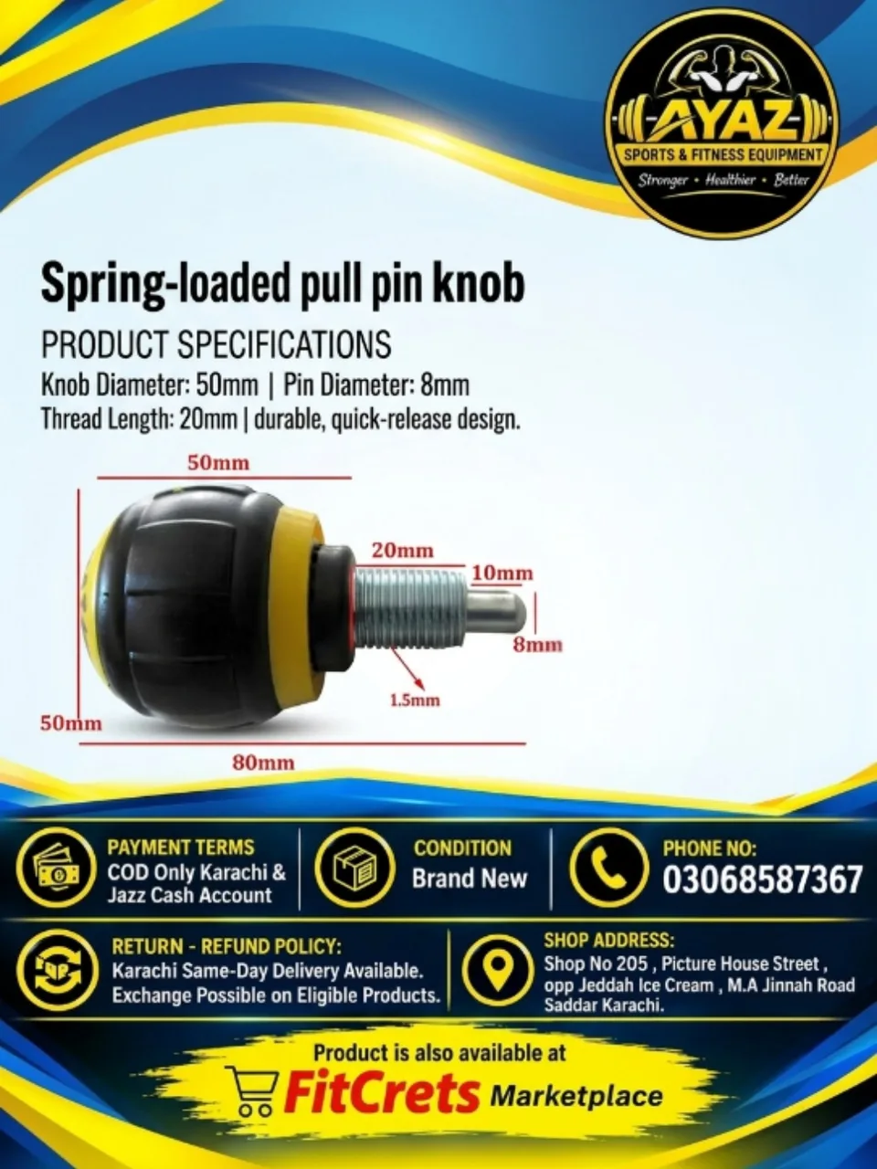 Spring-Loaded Pull Pin Knob