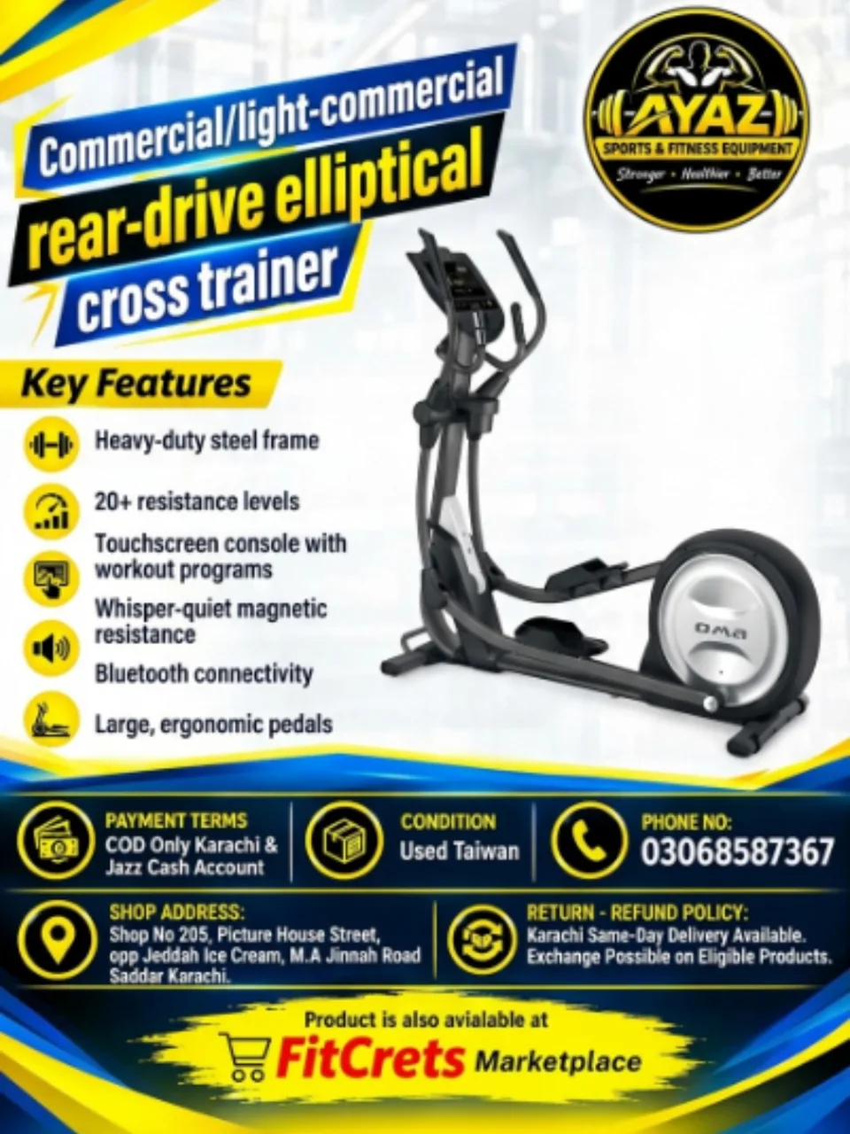 Commercial / Light-Commercial Rear-Drive Elliptical Cross Trainer