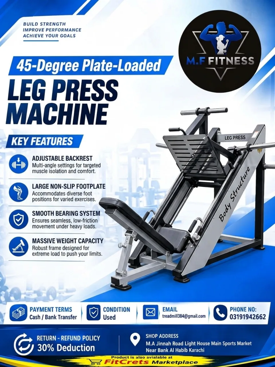 45-Degree Plate-Loaded Leg Press Machine - Body Structure