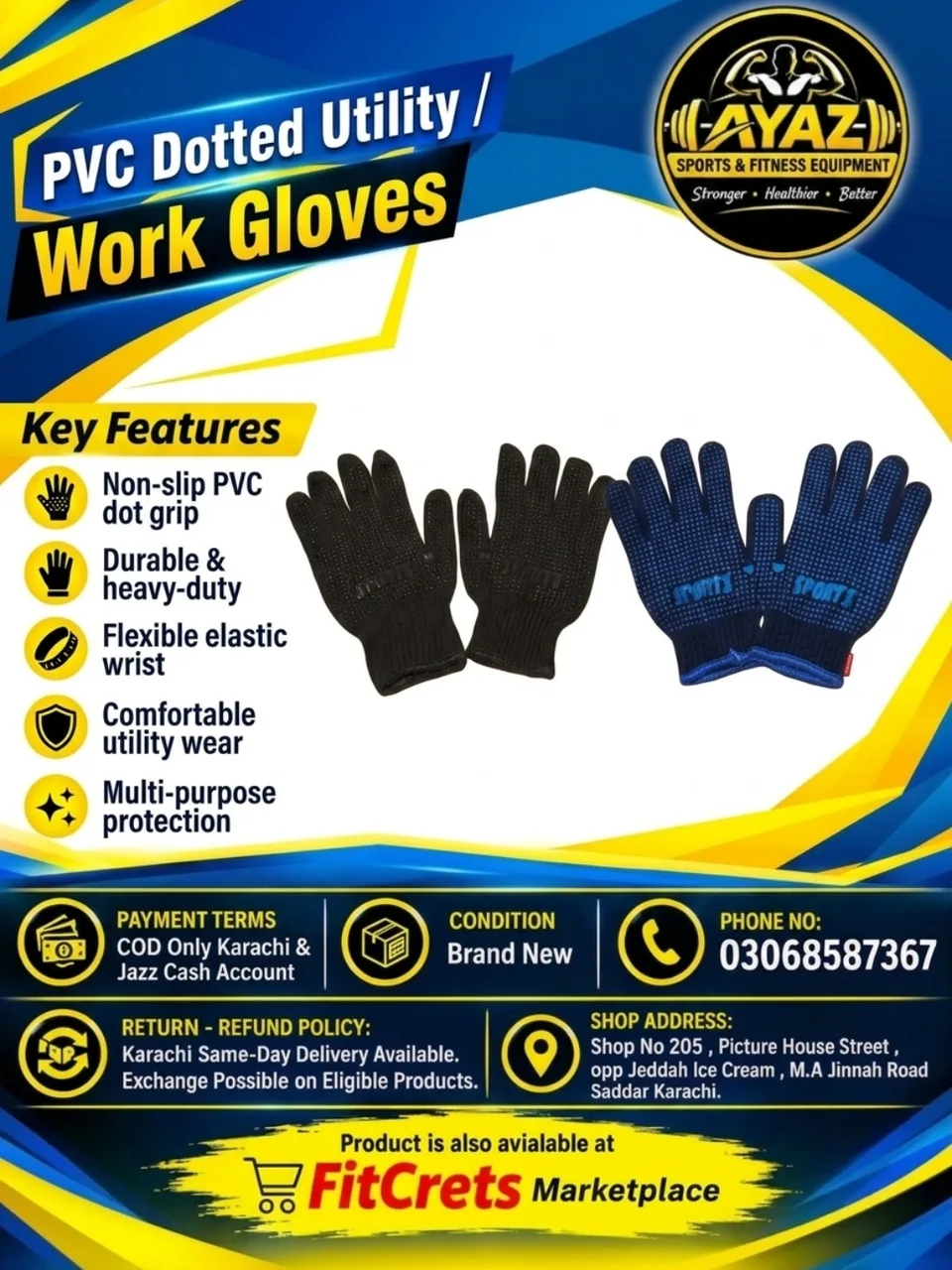 PVC Dotted Utility / Work Gloves — photo 1