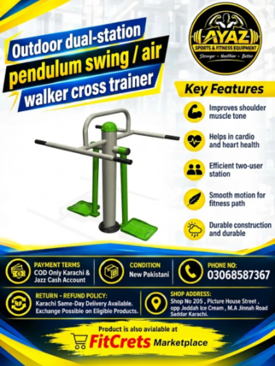 Outdoor Dual-Station Pendulum Swing / Air Walker Cross Trainer - NEW PAKISTAN — photo 1