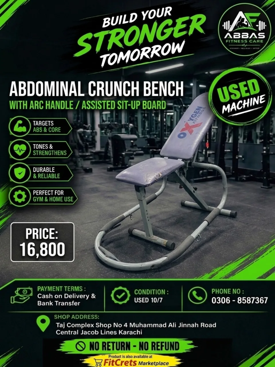 Abdominal Crunch Bench With Arc Handle / Assisted Sit-Up Board