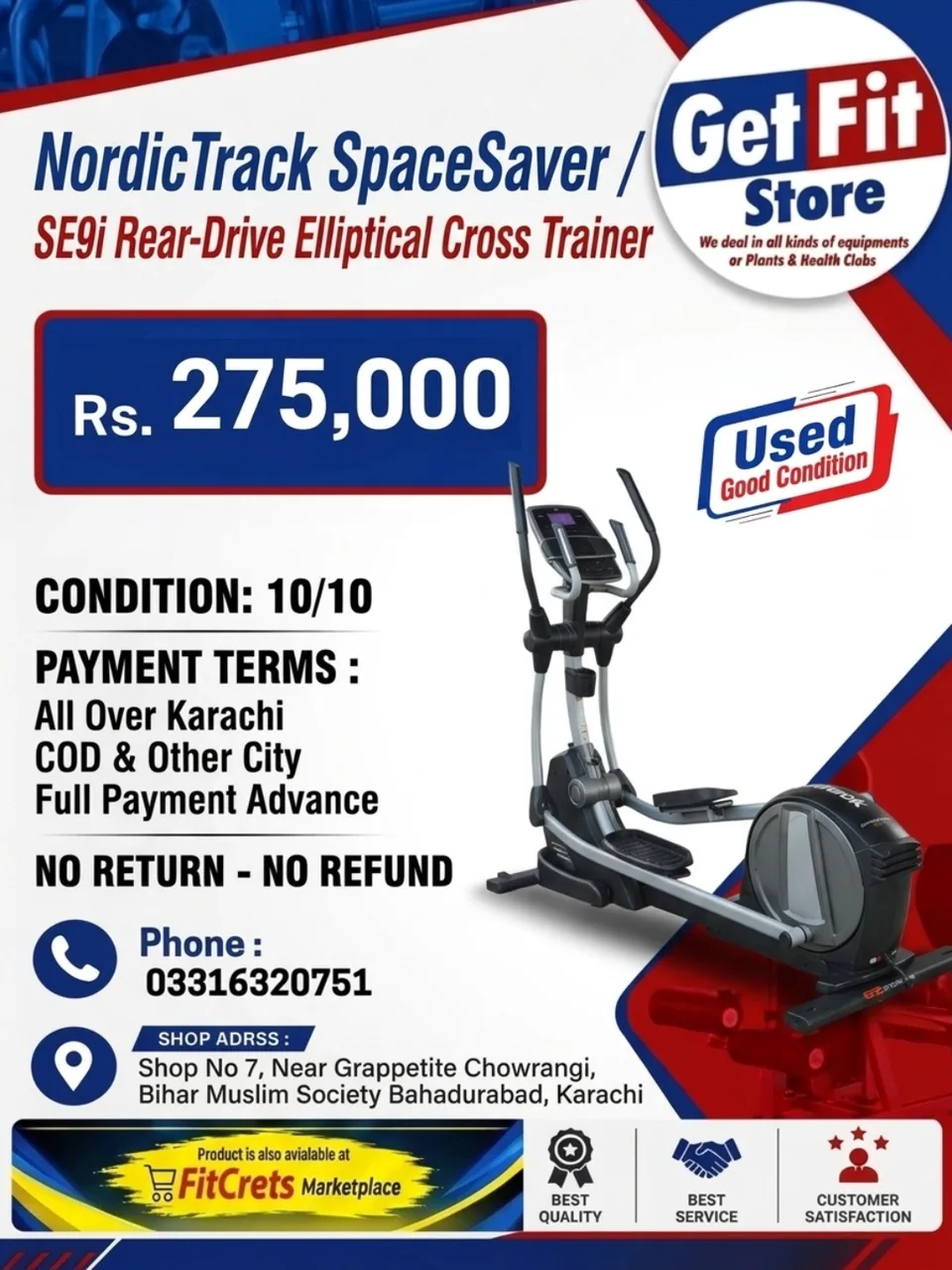Orbit-Stride Premium Rear-Drive Elliptical Machine