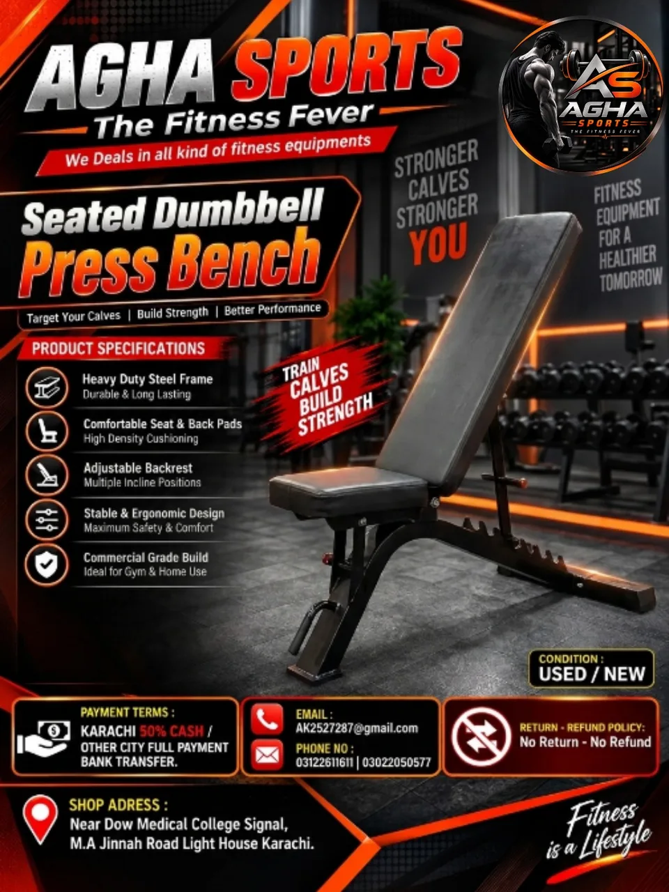 Seated Dumbbell Press Bench (commonly known as an Adjustable Incline Gym Bench).