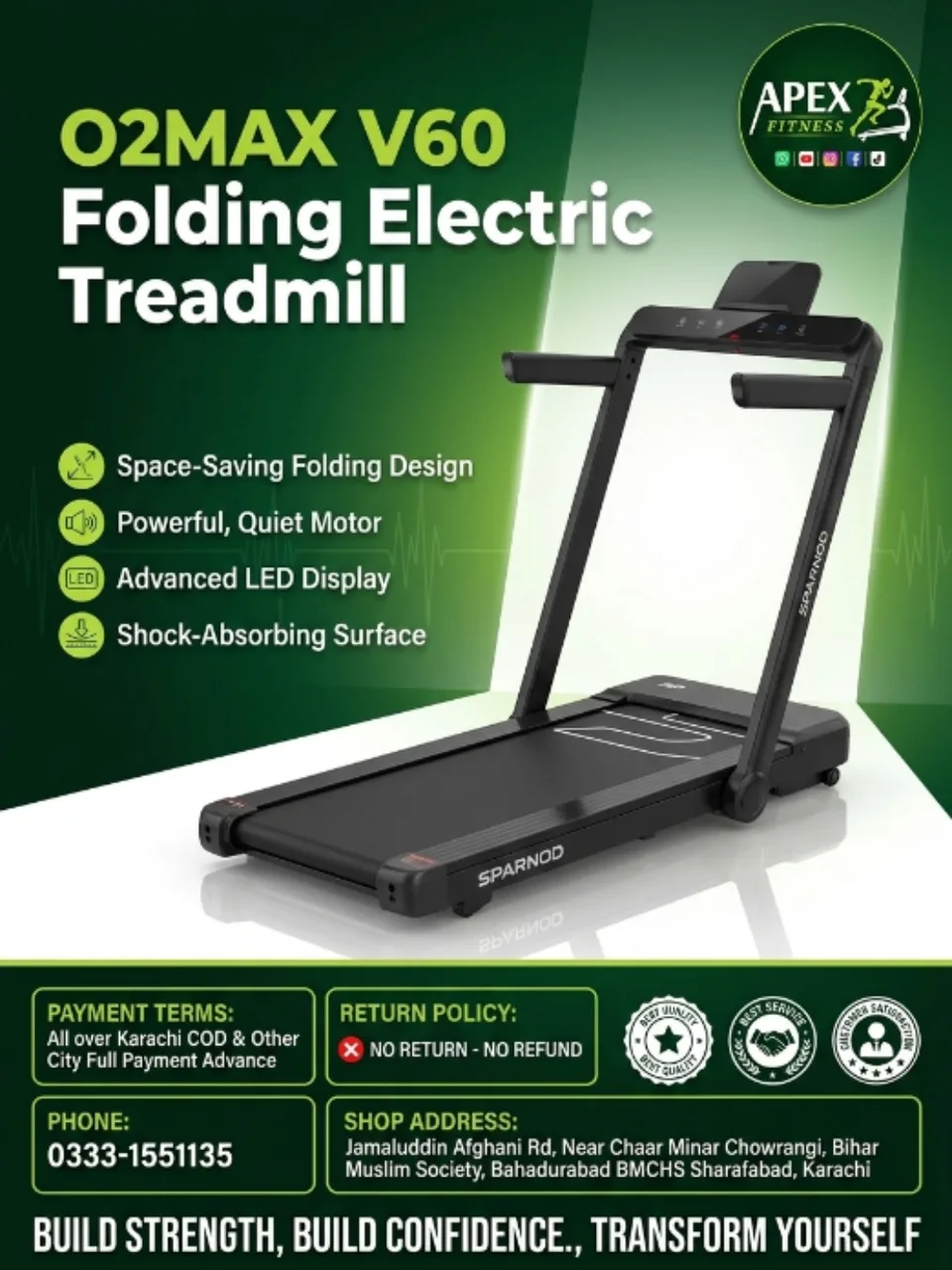 O2MAX V60 Folding Electric Treadmill