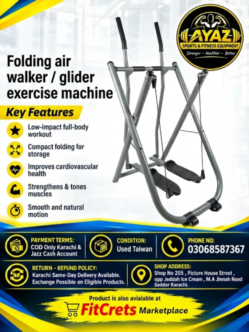 Folding Air Walker / Glider Exercise Machine - Used Taiwan — photo 1