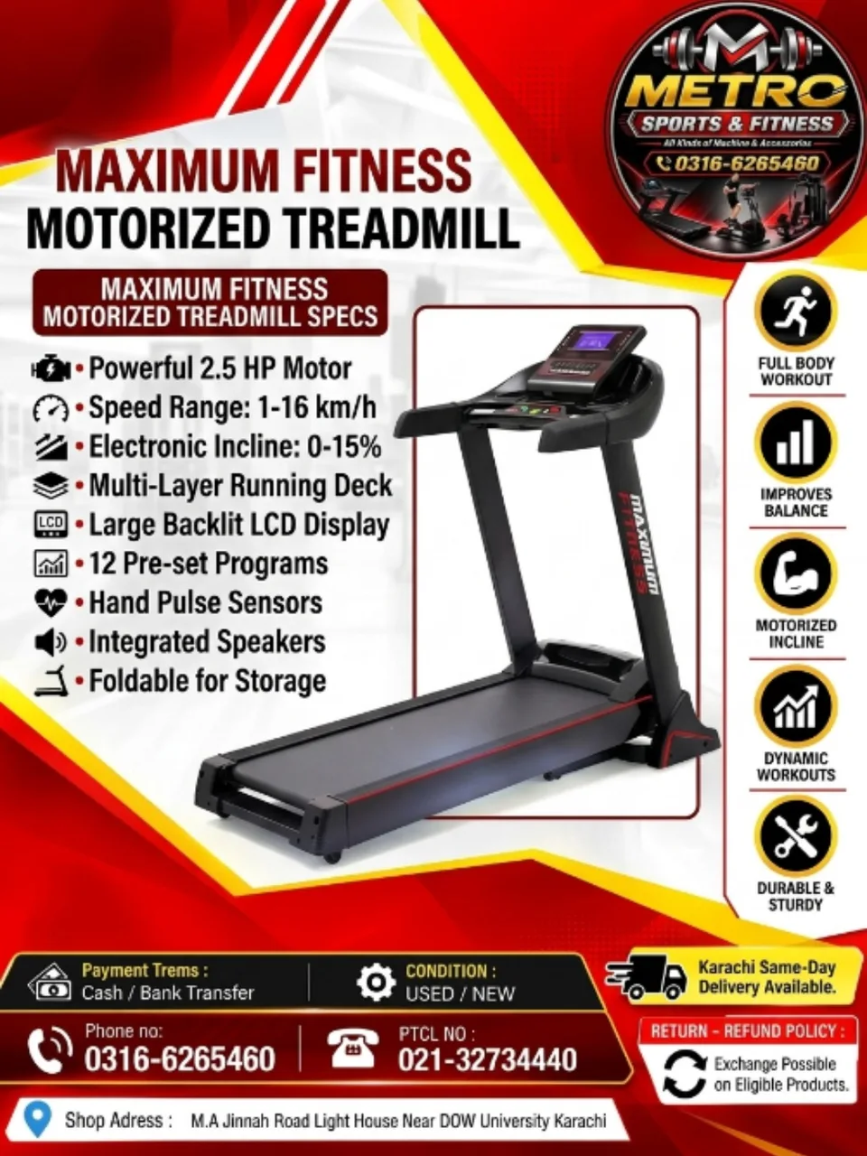 Maximum Fitness Motorized Treadmill