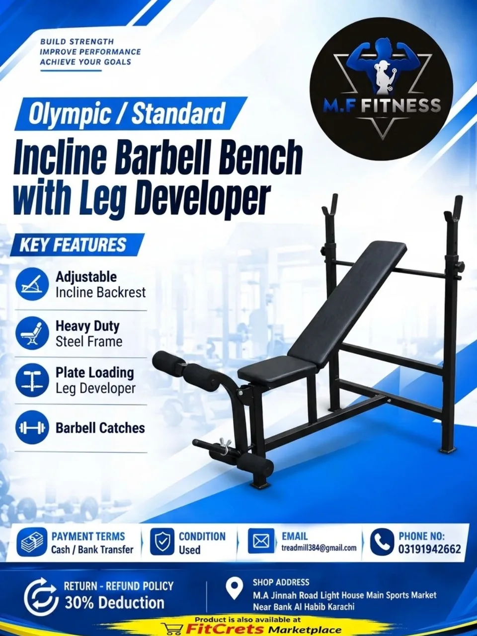 Olympic / Standard Incline Barbell Bench with Leg Developer