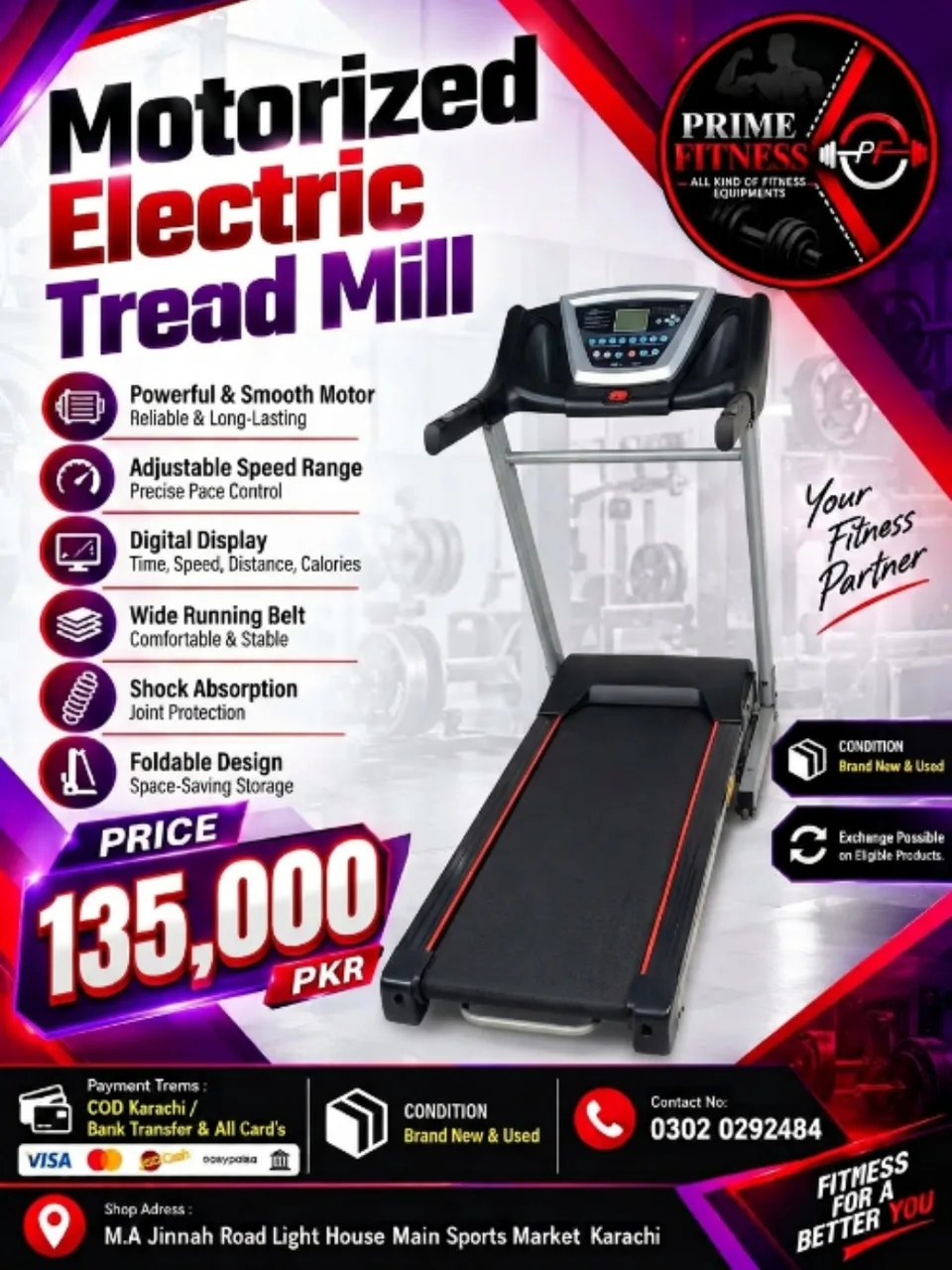 One Fitness Motorized Electric Treadmill