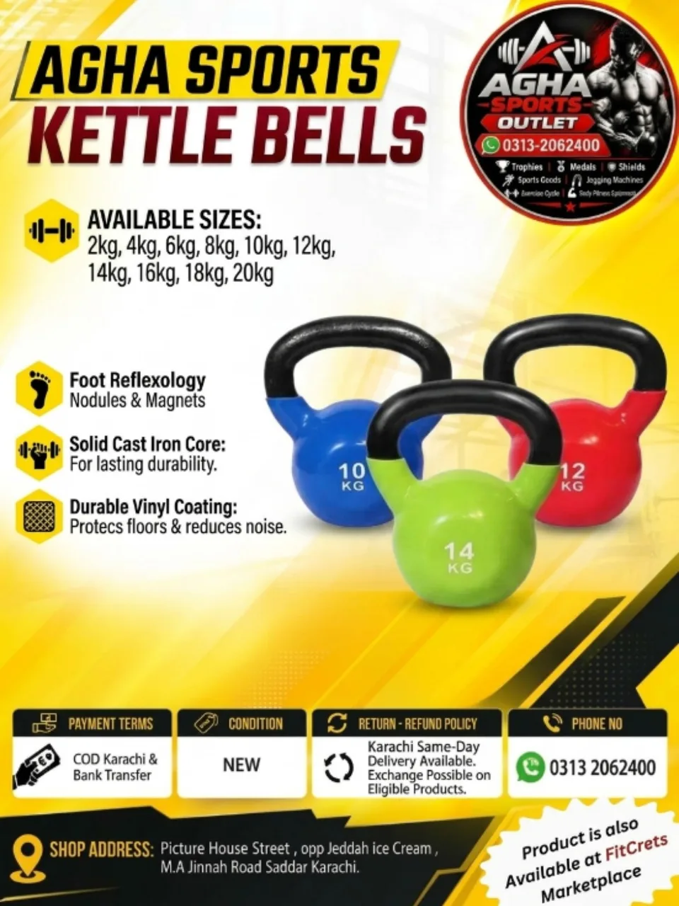  Iron-Core Vinyl Coated Kettlebells