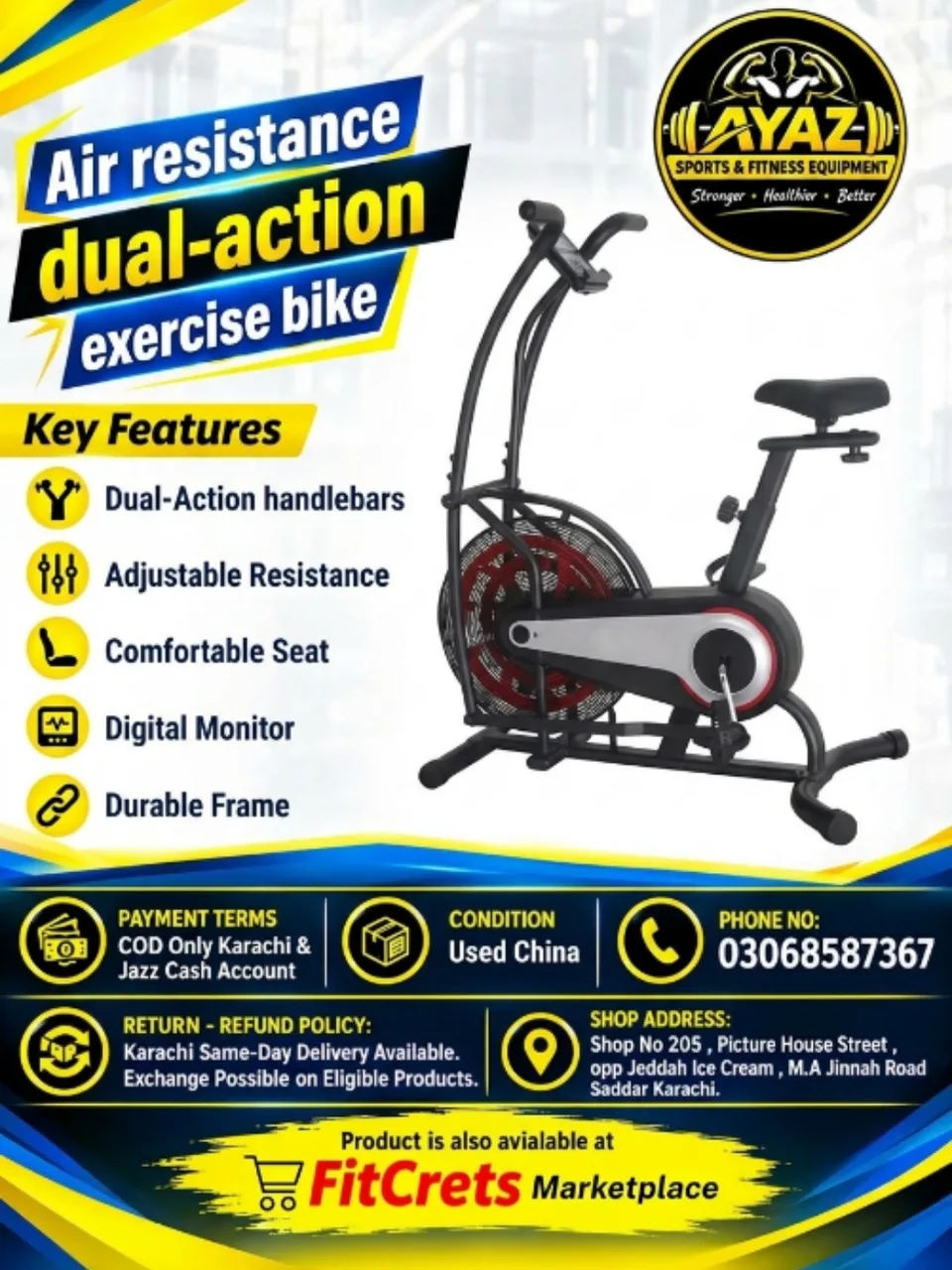 Air Resistance Dual-Action Exercise Bike - CHINA — photo 1
