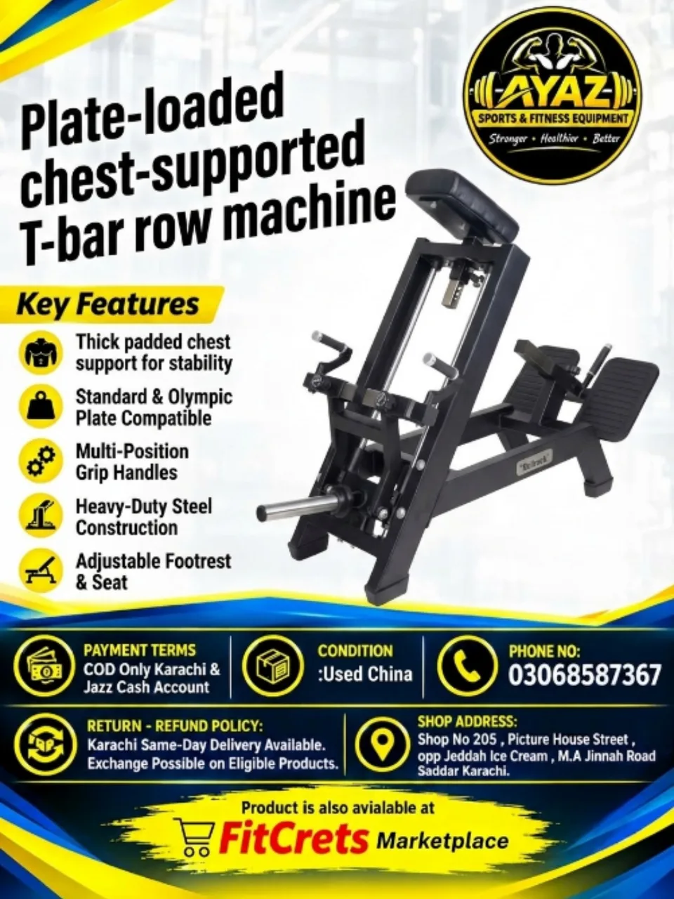 Plate-Loaded Chest-Supported T-Bar Row Machine - CHINA