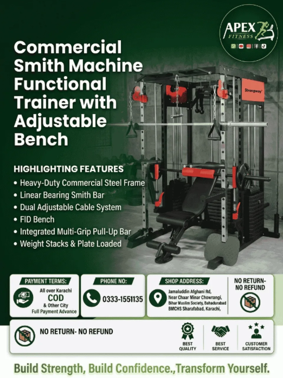 Commercial Smith Machine Functional Trainer Combo
