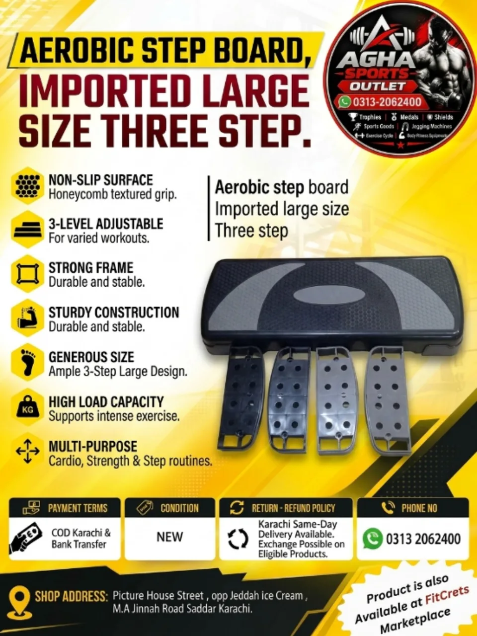 Cardio Stepper 3-Level Aerobic Bench