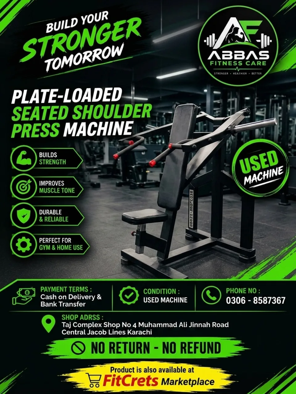 Plate-Loaded Seated Shoulder Press Machine