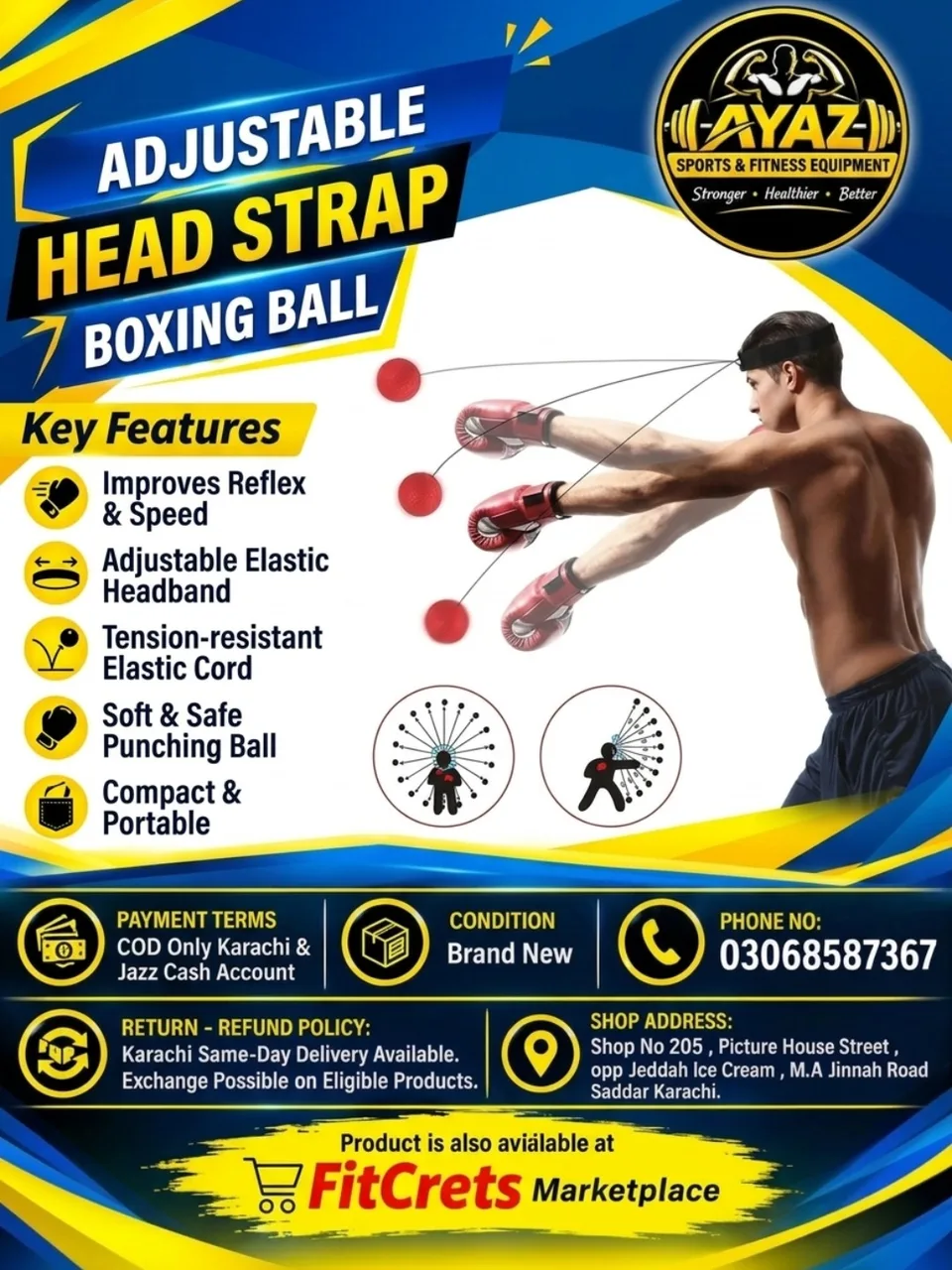 Adjustable Head Strap Boxing Ball — photo 1