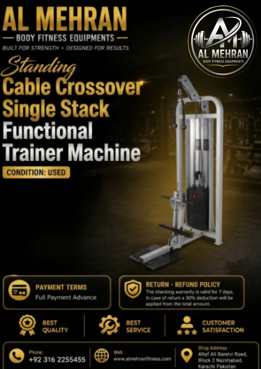 Standing Cable Crossover Single Stack Functional Trainer Machine. 