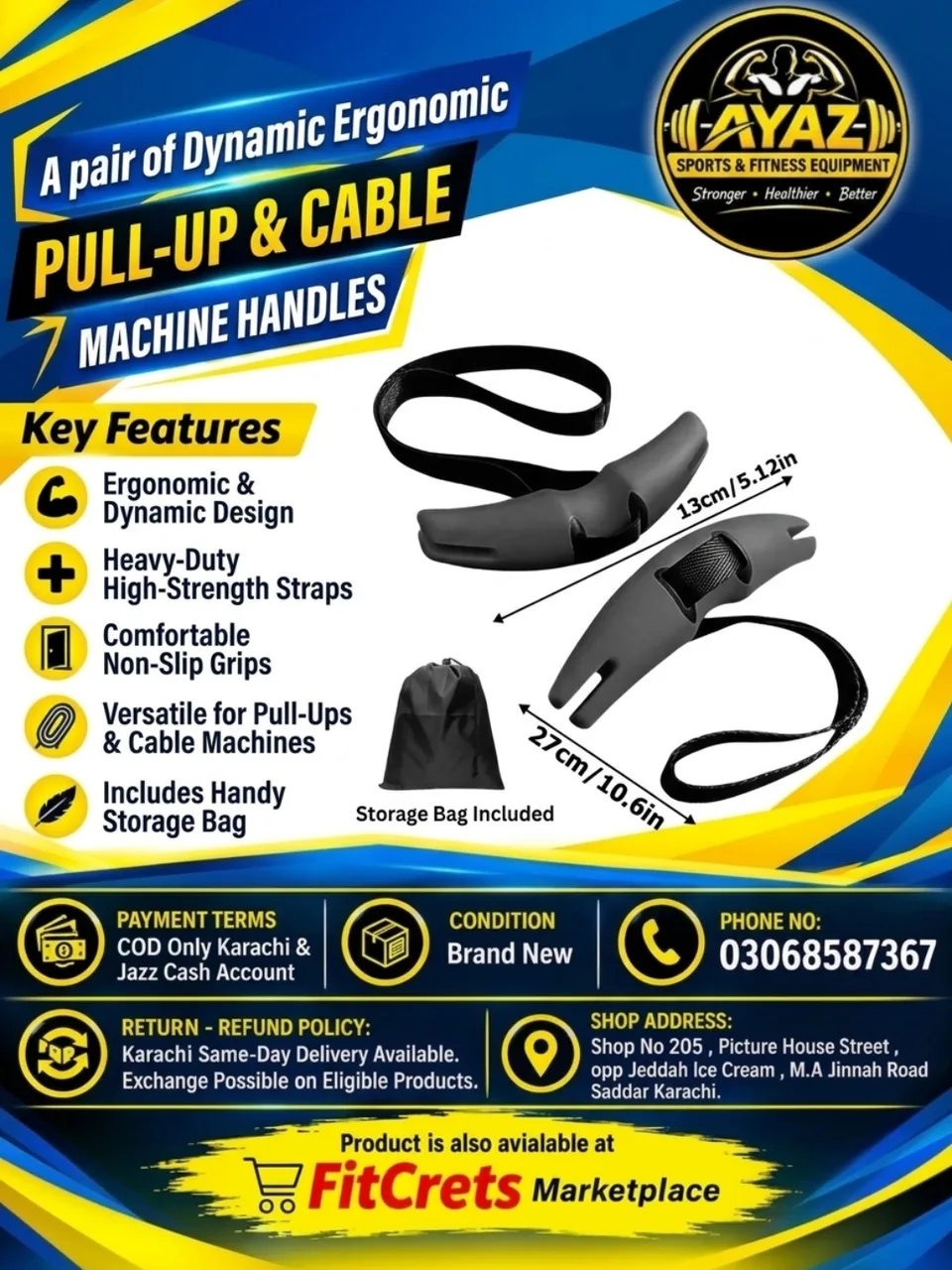 Dynamic Ergonomic Pull-Up & Cable Machine Handles — photo 1