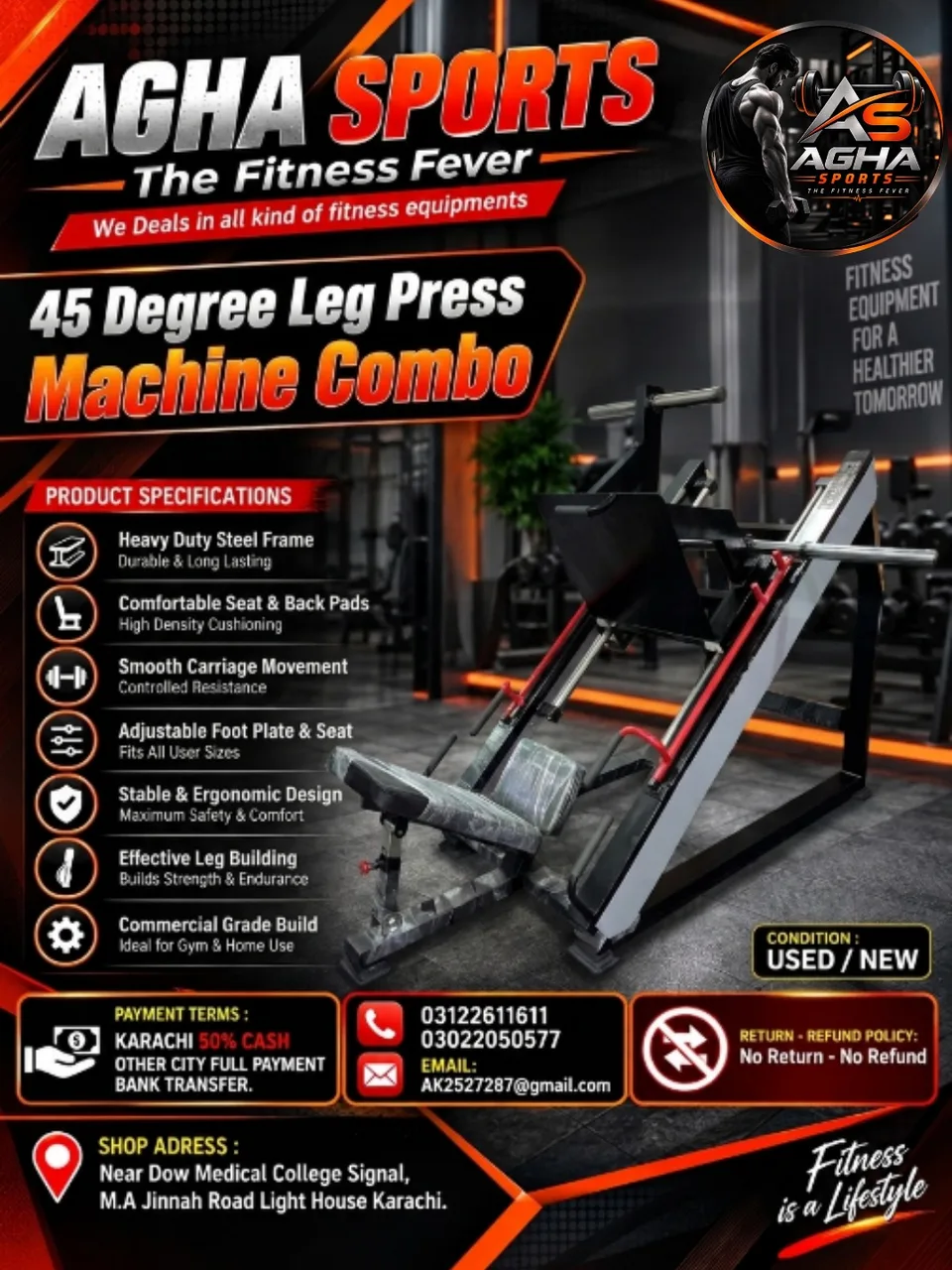 45 Degree Leg Press Machine Combo (commonly known as a Linear Leg Press / Hack Squat Combo)