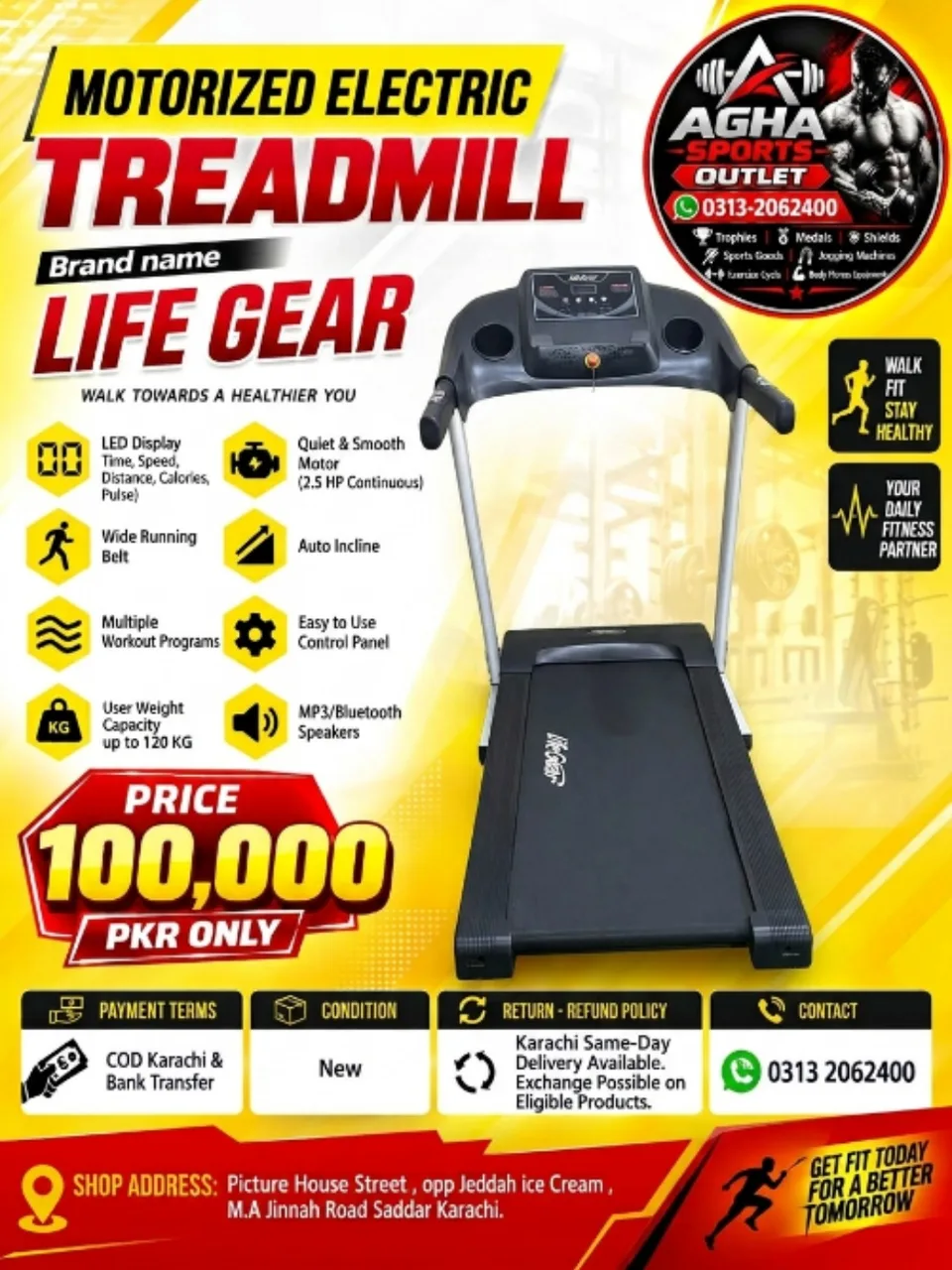 Life Gear Motorized Electric Treadmill — photo 1
