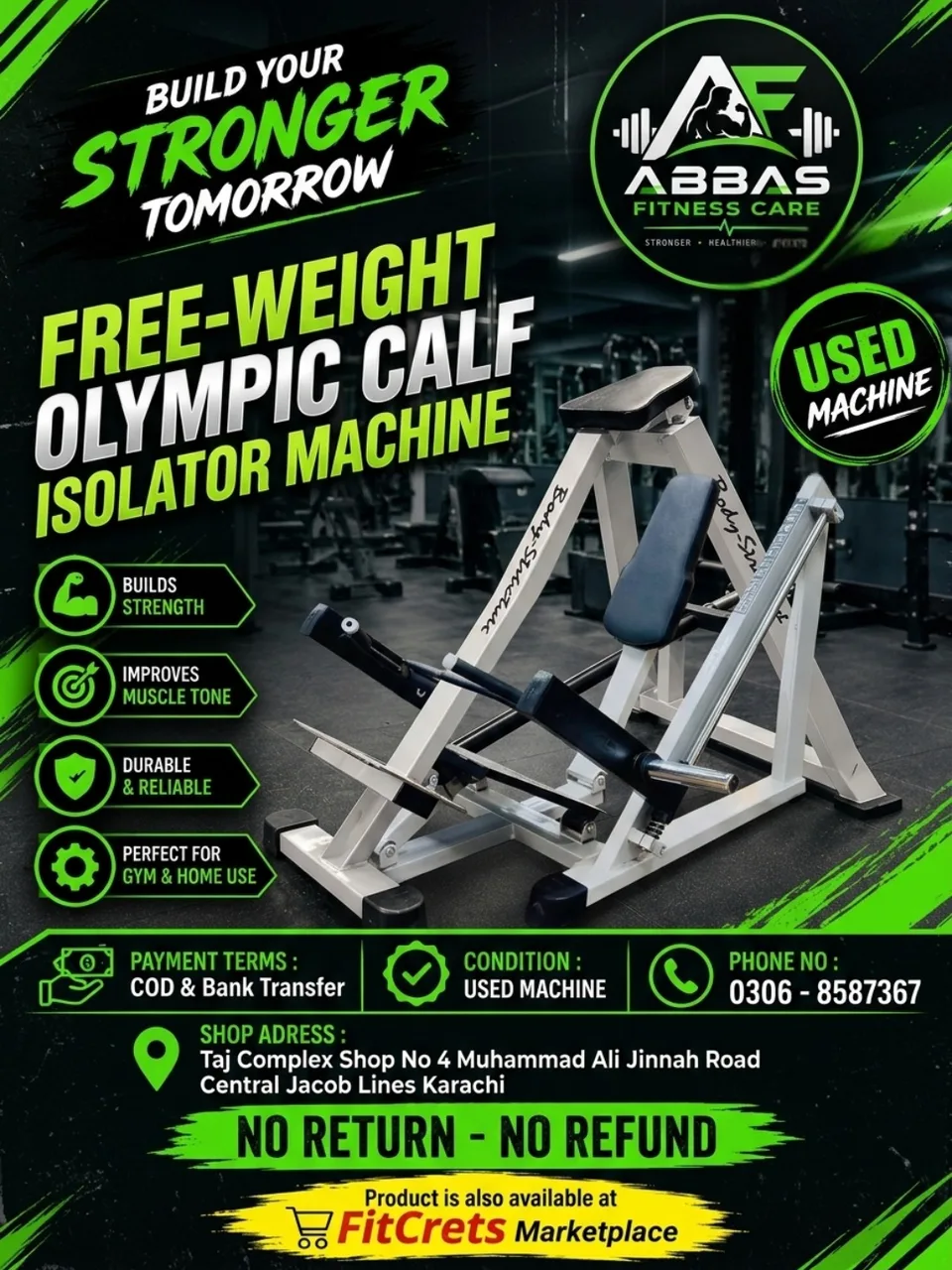 Free-Weight Olympic Calf Isolator Machine