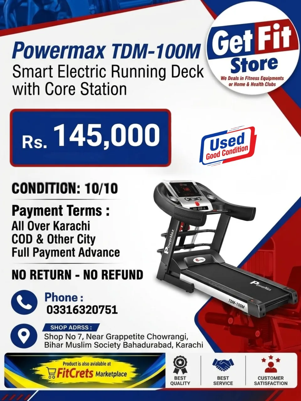 Powermax TDM-100M Smart Electric Running Deck with Core Station