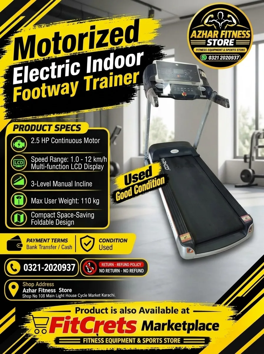 Motorized Electric Indoor Footway Trainer / 2.5 HP Medium-Duty Home Treadmill (Used / Good Condition)