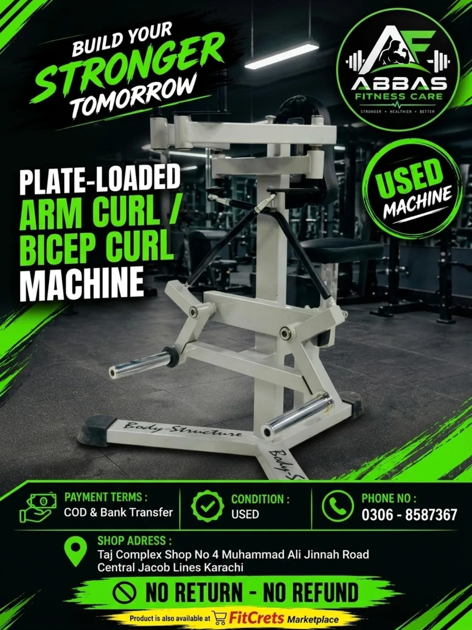 Plate-Loaded Arm Curl / Bicep Curl Machine