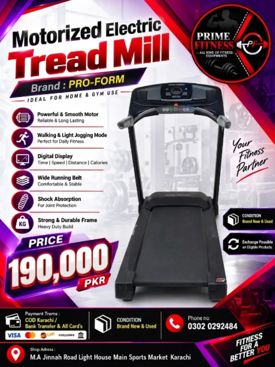 Pro-Form Motorized Electric Treadmill 